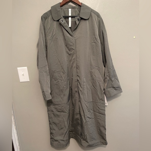Lululemon Lightweight Collared A-Line Coat 10 Grey Sage Glyde Olive Women Jacket - Picture 2 of 7